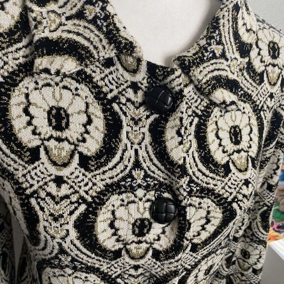 Michael Simon Vintage Cardigan Jacket Button Up Fabric Button Faux Pockets M - Picture 9 of 12